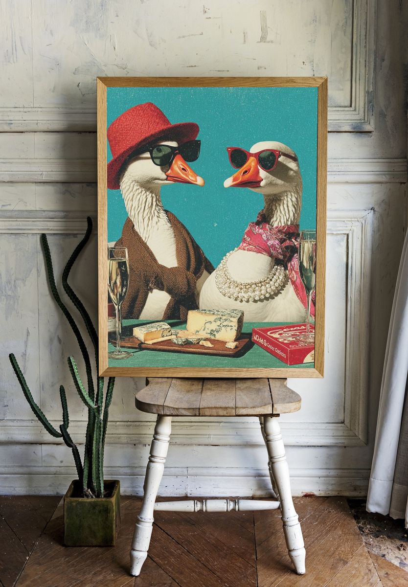 Glamorous Geese Vintage Poster. — room view 1