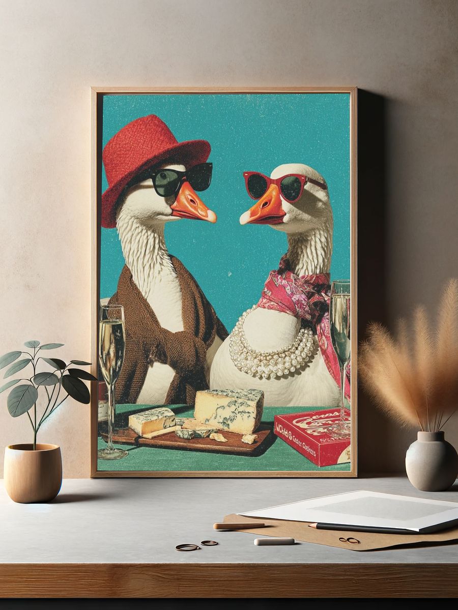 Glamorous Geese Vintage Poster. — room view 2