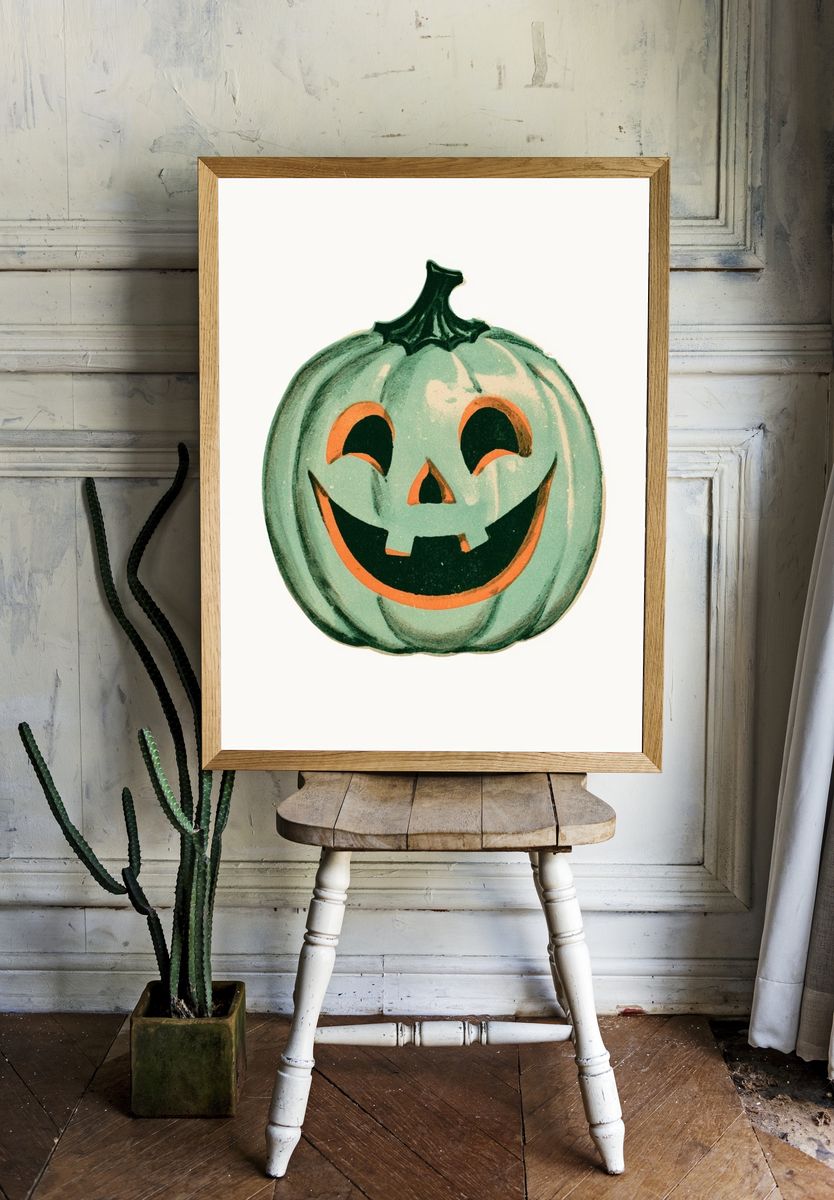 Vintage Pumpkin Jack-o'-Lantern Poster. — room view 1