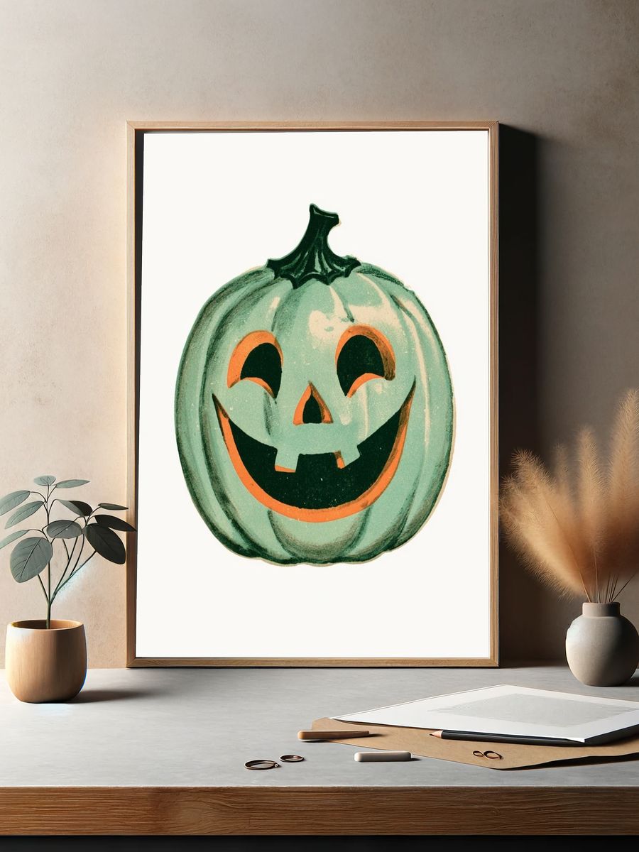 Vintage Pumpkin Jack-o'-Lantern Poster. — room view 2