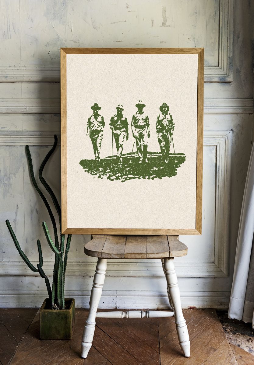 Vintage Hikers — Illustration Print room preview