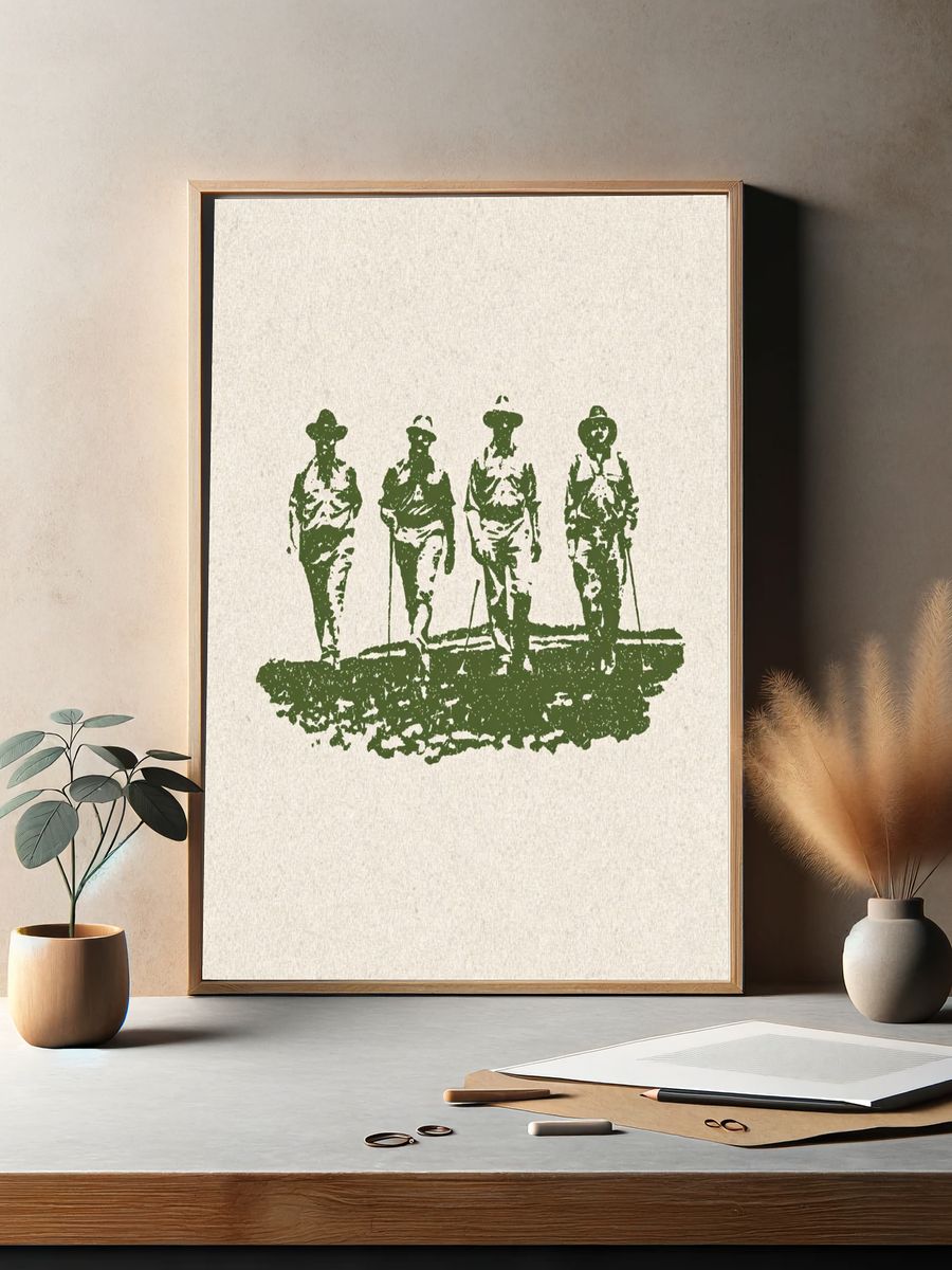 Vintage Hikers — Illustration Print. — room view 2