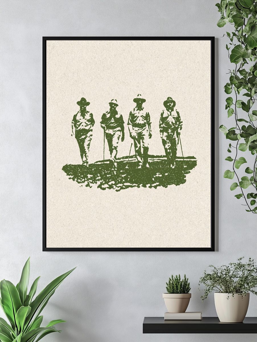 Vintage Hikers — Illustration Print. — room view 4