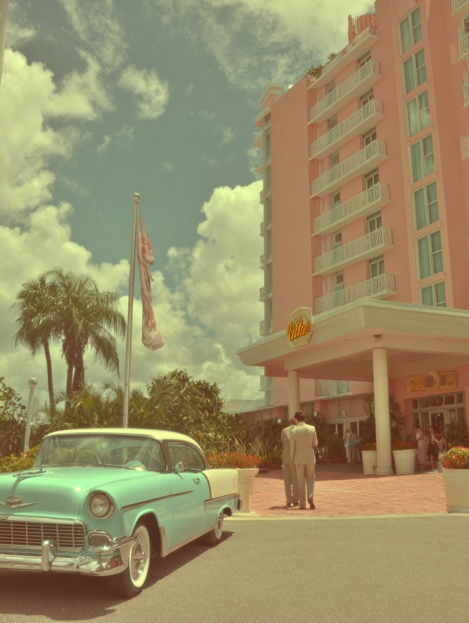 Vintage Hotel Entrance — Retro Print. poster — vintage art