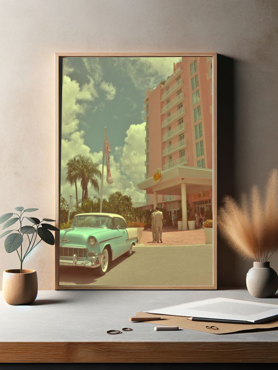 Vintage Hotel Entrance — Retro Print. — room view 2