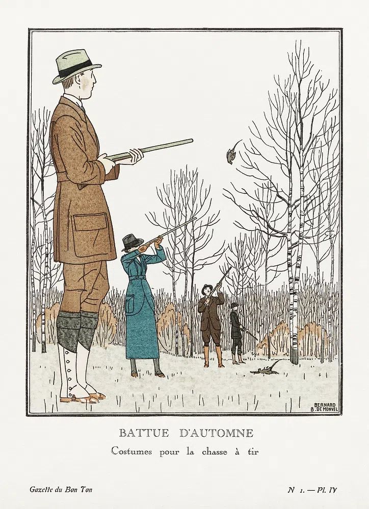 Autumn Hunting Costumes — Vintage Print. poster detail