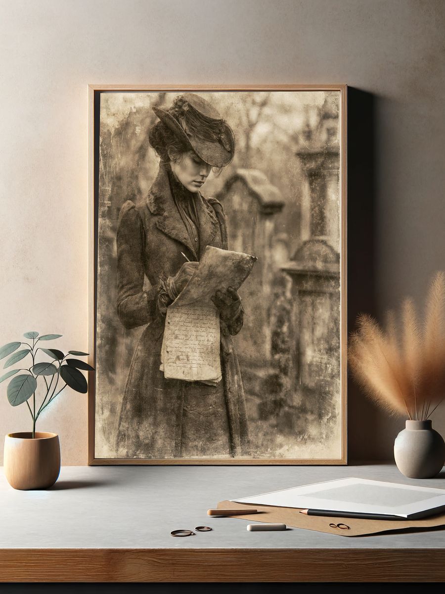 Victorian Woman Portrait Vintage Print. — room view 2