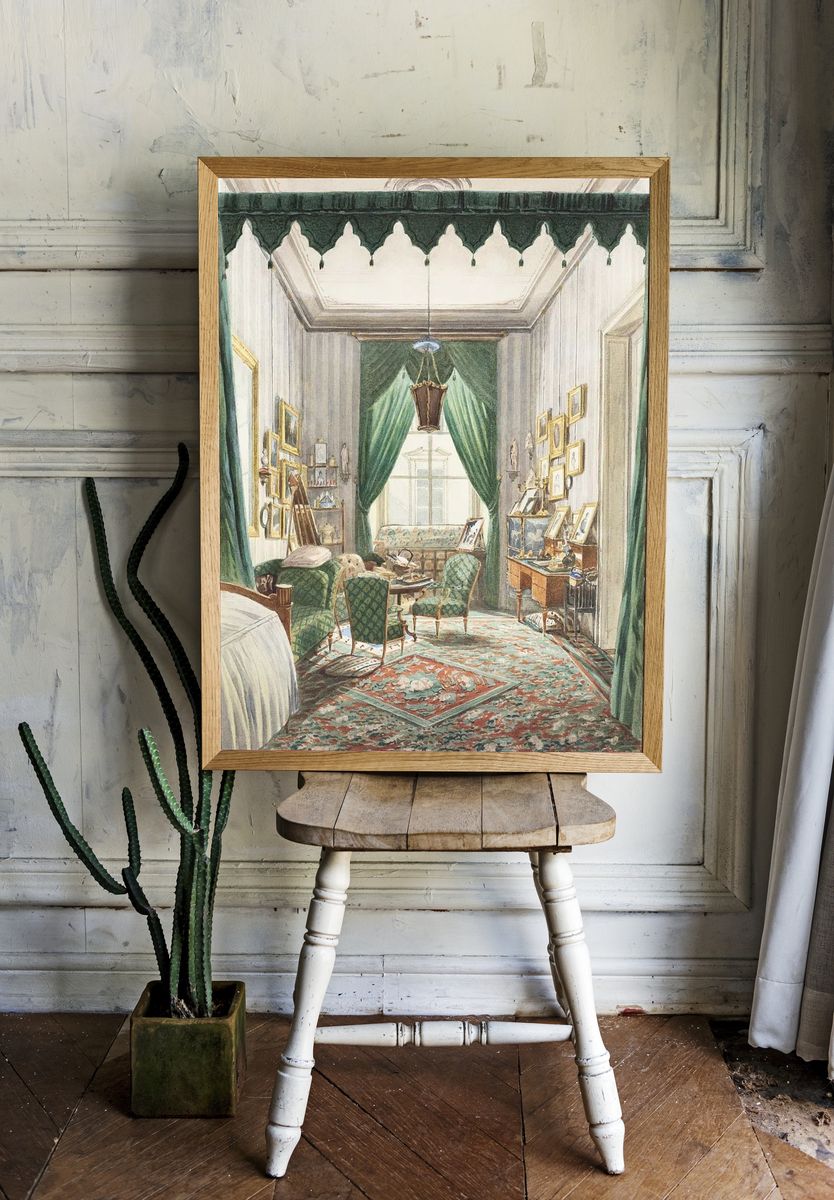 Elegant Victorian Interior — Fine Art Print. — room view 1