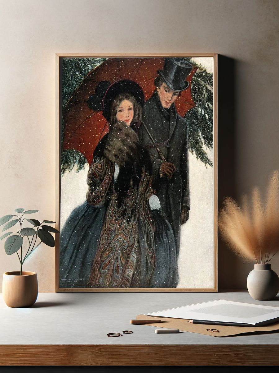 elegantly dressed couple walk arm. — room view 2