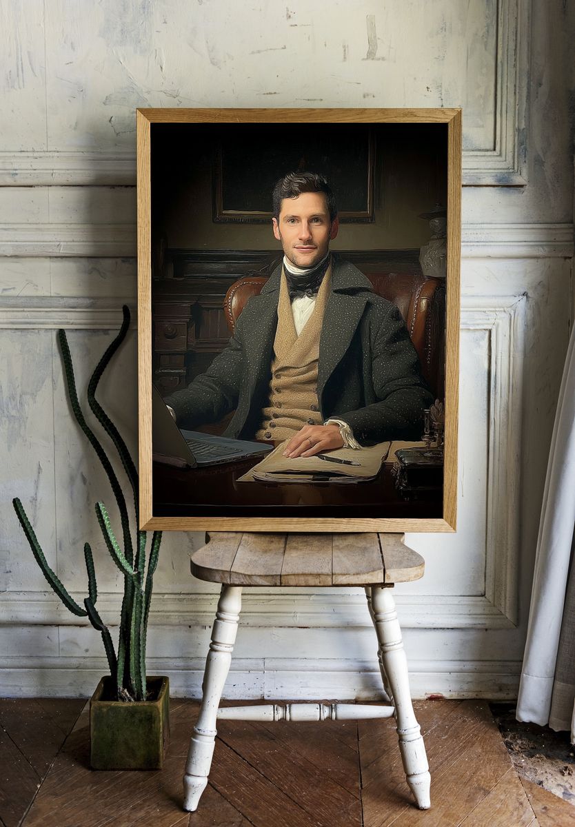 Victorian Gentleman Portrait Print. — room view 1