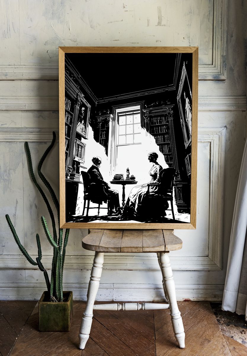 Victorian Library Conversation Print. room preview
