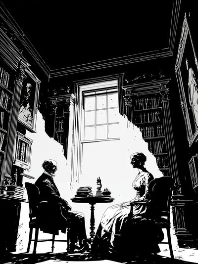 Victorian Library Conversation Print. poster