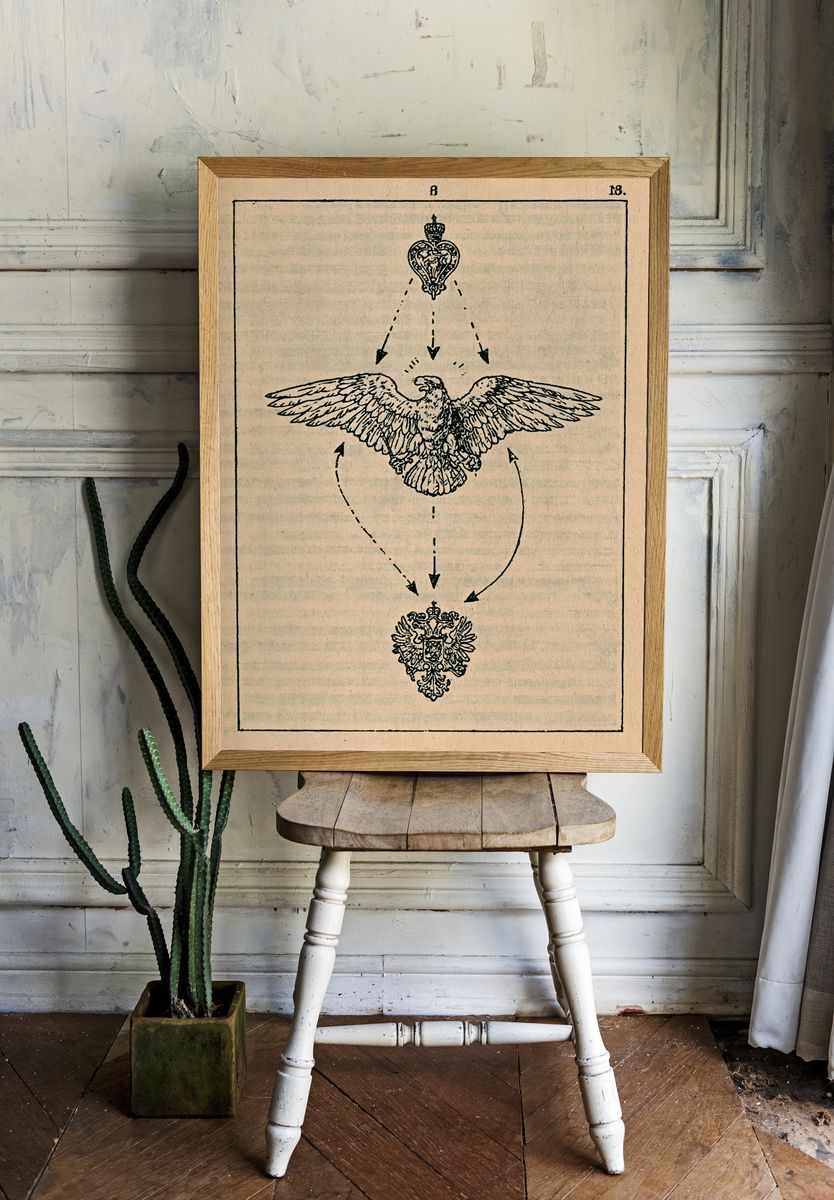 Heraldic Eagle Emblem Print. room preview
