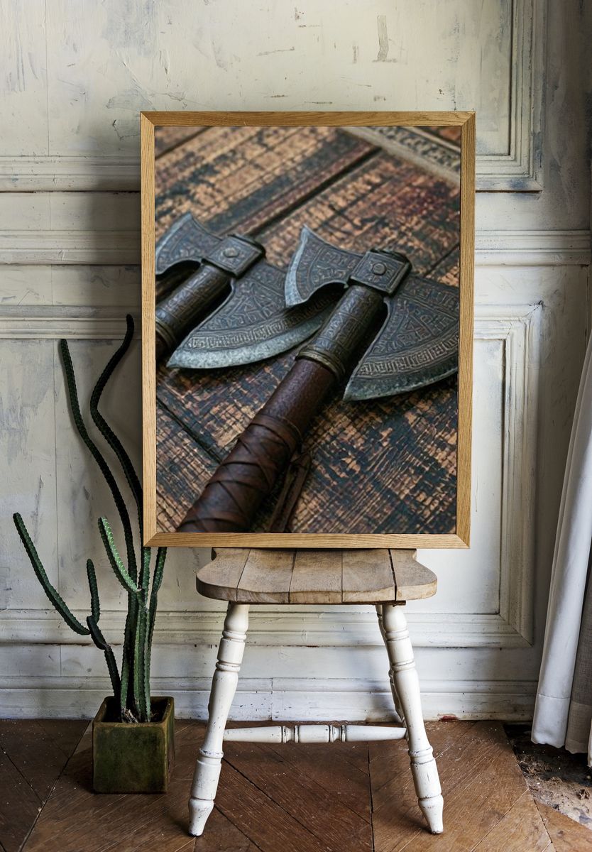 Viking Battle Axes Photography Poster. — room view 1