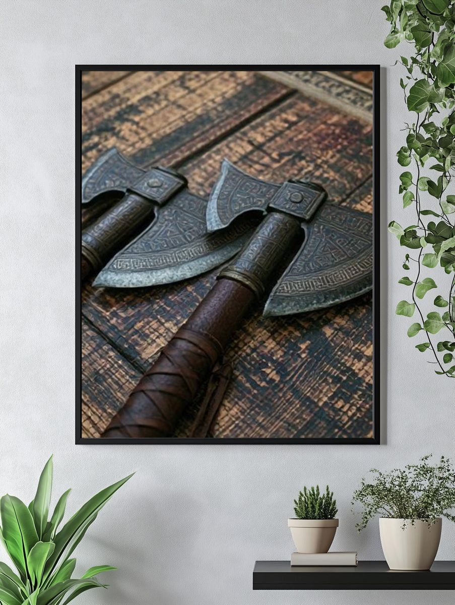 Viking Battle Axes Photography Poster. — room view 4
