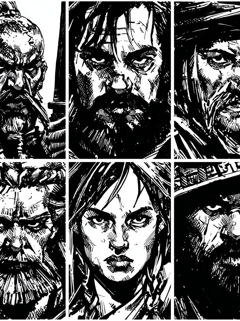 Viking Faces Ink Poster. poster detail