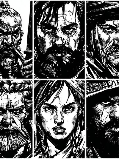 Viking Faces Ink Poster.