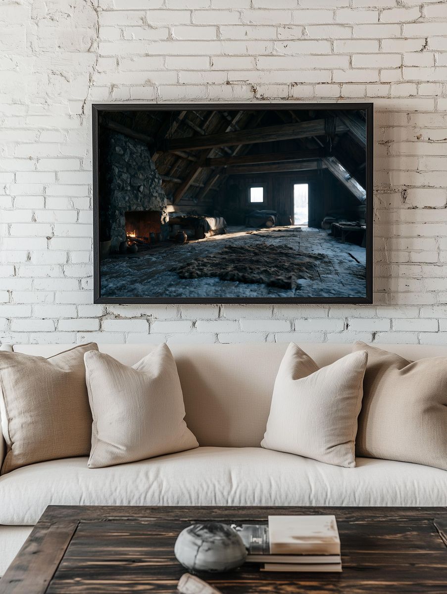 Viking Longhouse Interior Photography Poster. room preview