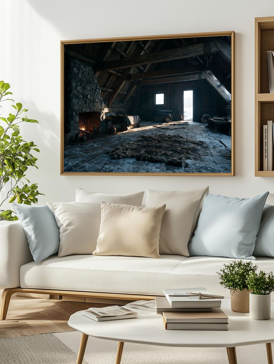 Viking Longhouse Interior Photography Poster. — room view 2