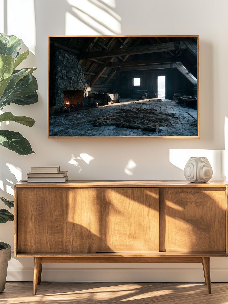 Viking Longhouse Interior Photography Poster. — room view 3