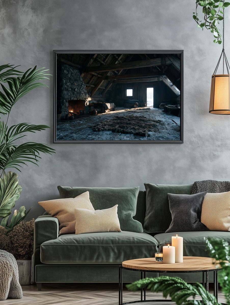 Viking Longhouse Interior Photography Poster. — room view 4