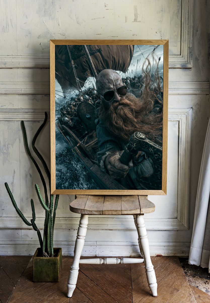Viking Sea Battle Photography Poster. — room view 1