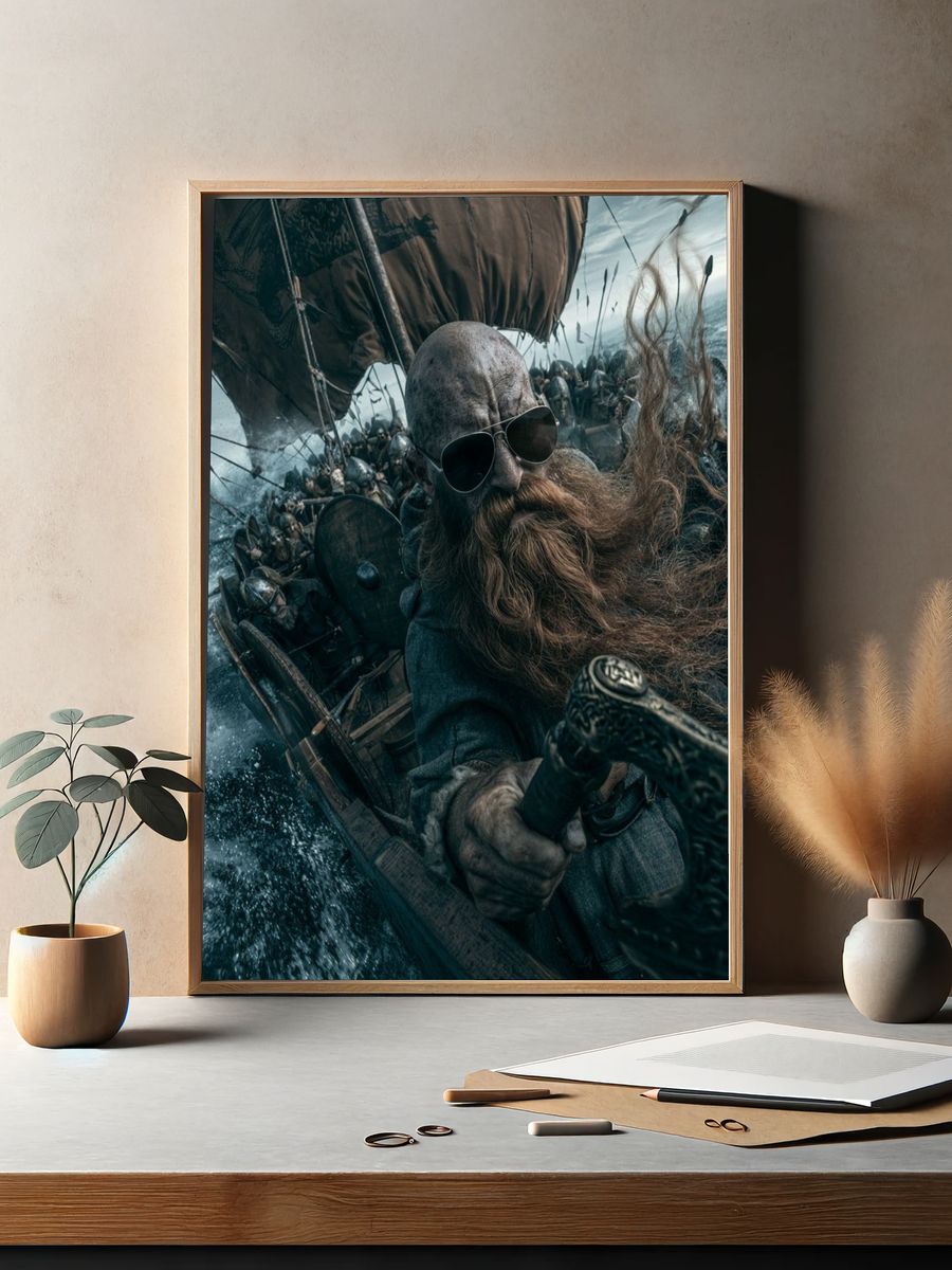 Viking Sea Battle Photography Poster. — room view 2