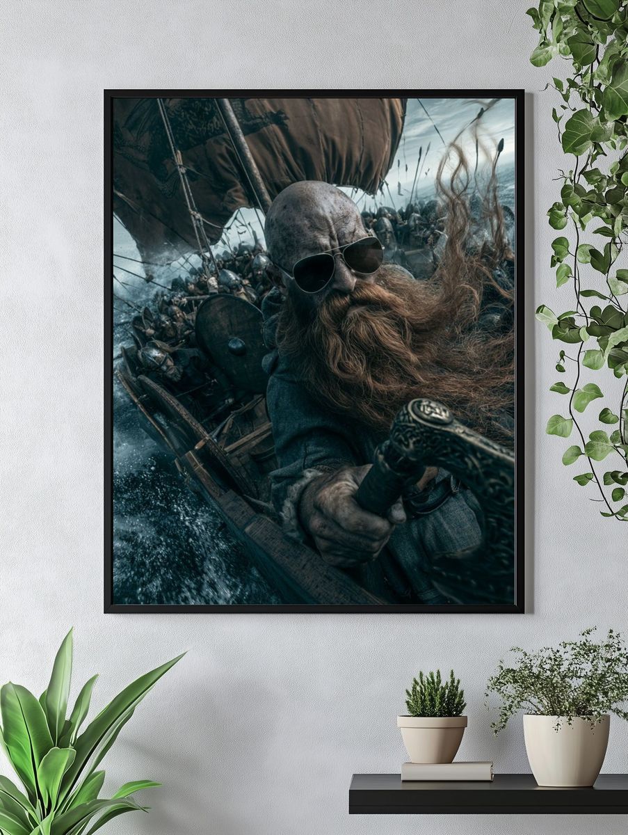 Viking Sea Battle Photography Poster. — room view 4