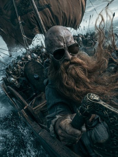 Viking Sea Battle Photography Poster. poster