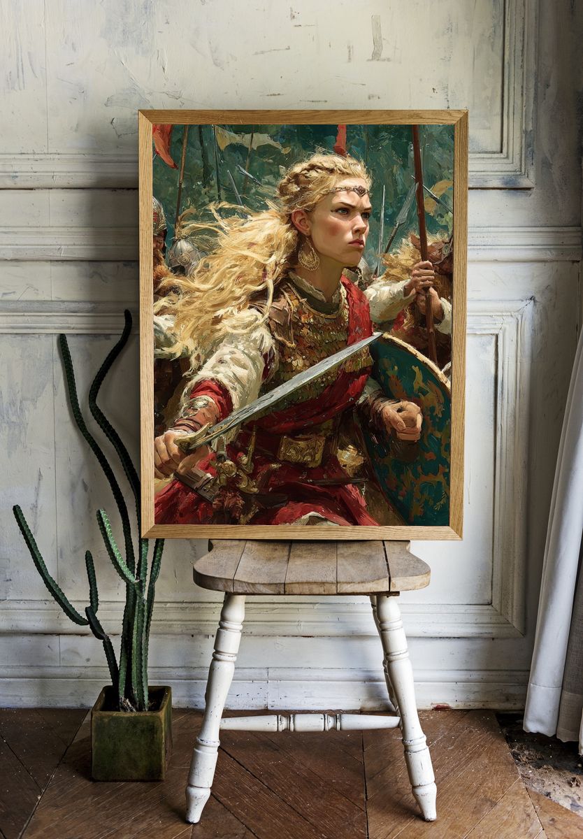 Viking Warrior Queen Illustration Poster. room preview