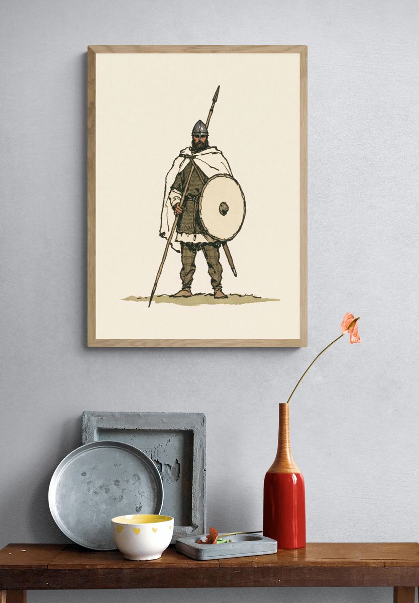 Viking Warrior Illustration Poster. — room view 3