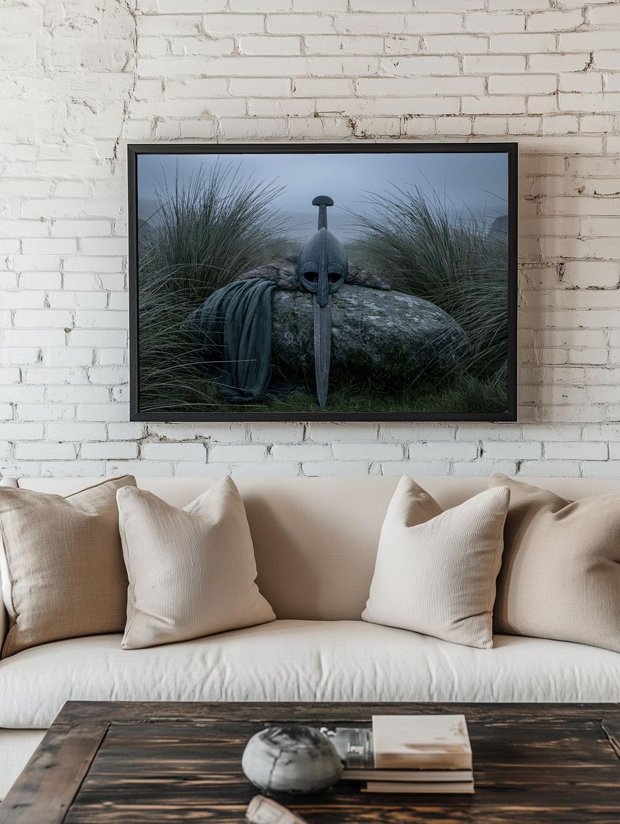 Viking Helmet in Mist Poster. room preview