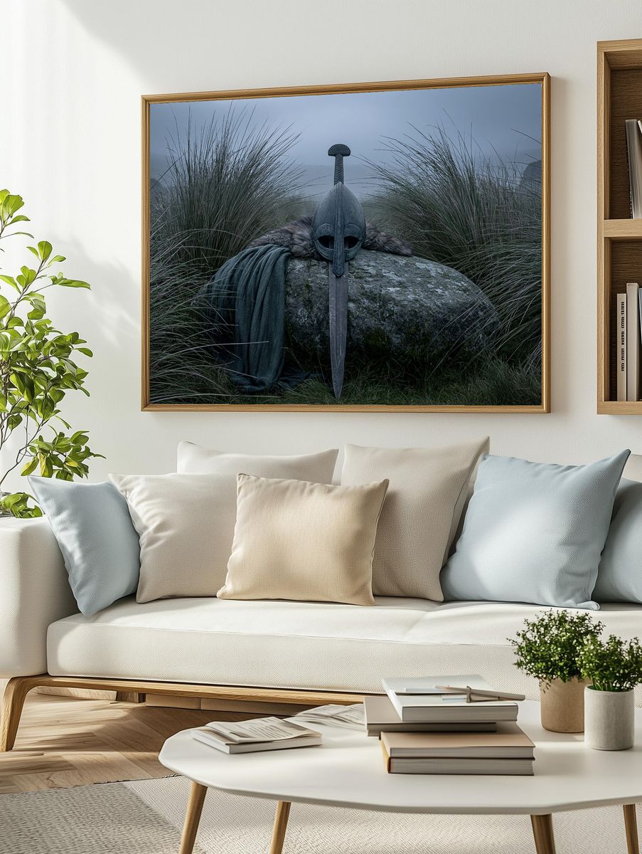 Viking Helmet in Mist Poster. — room view 2