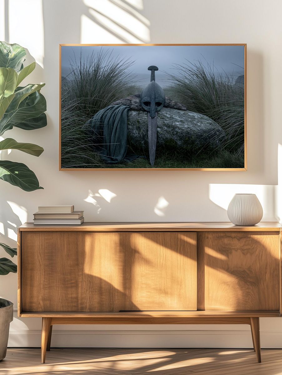 Viking Helmet in Mist Poster. — room view 3