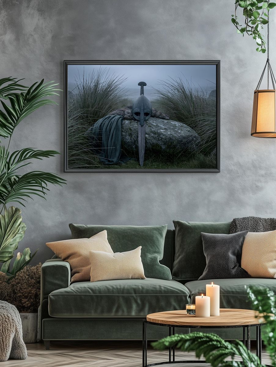 Viking Helmet in Mist Poster. — room view 4