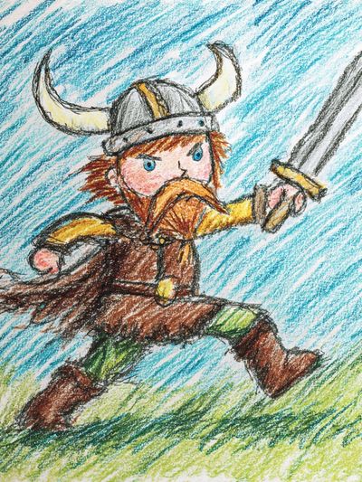 Viking Warrior — Cartoon Illustration Print. poster print