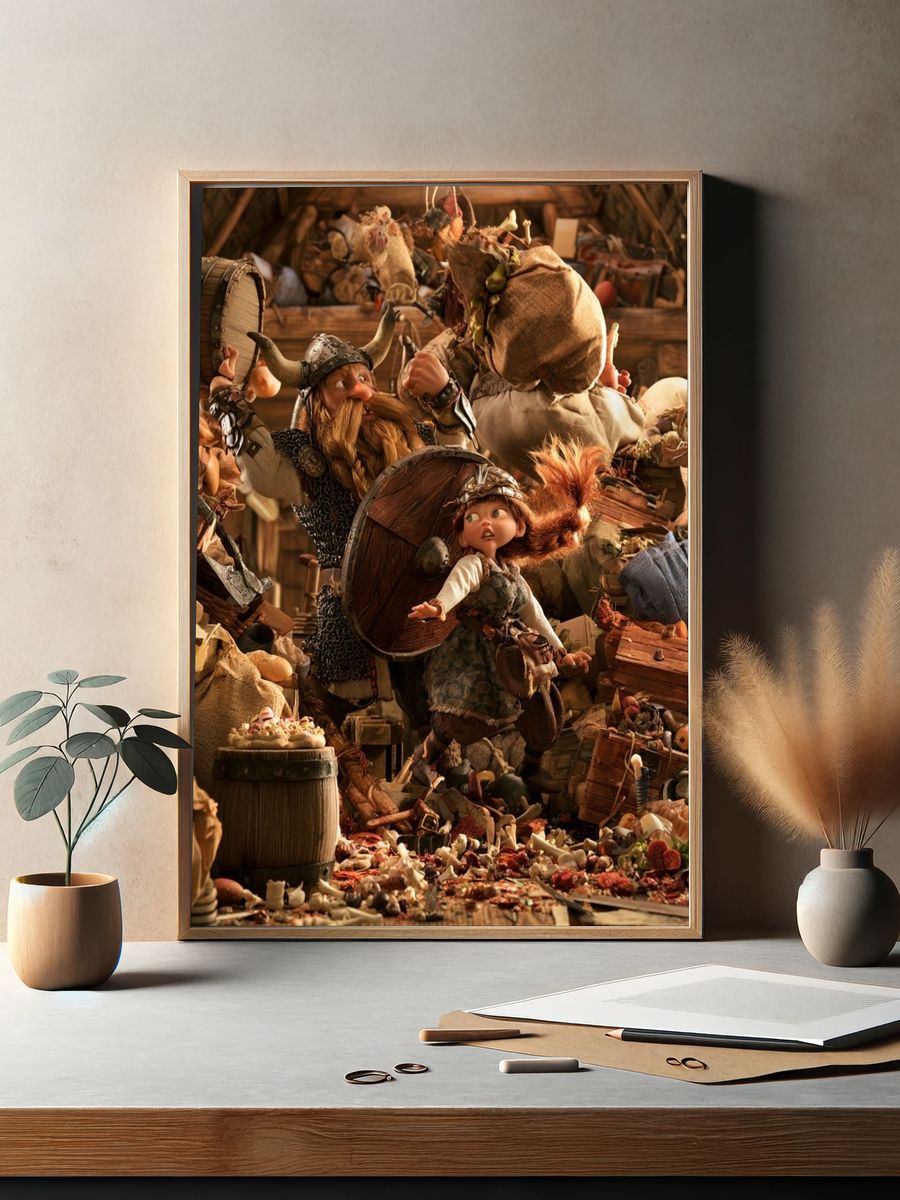 Viking Feast Hall Illustration Poster. — room view 2