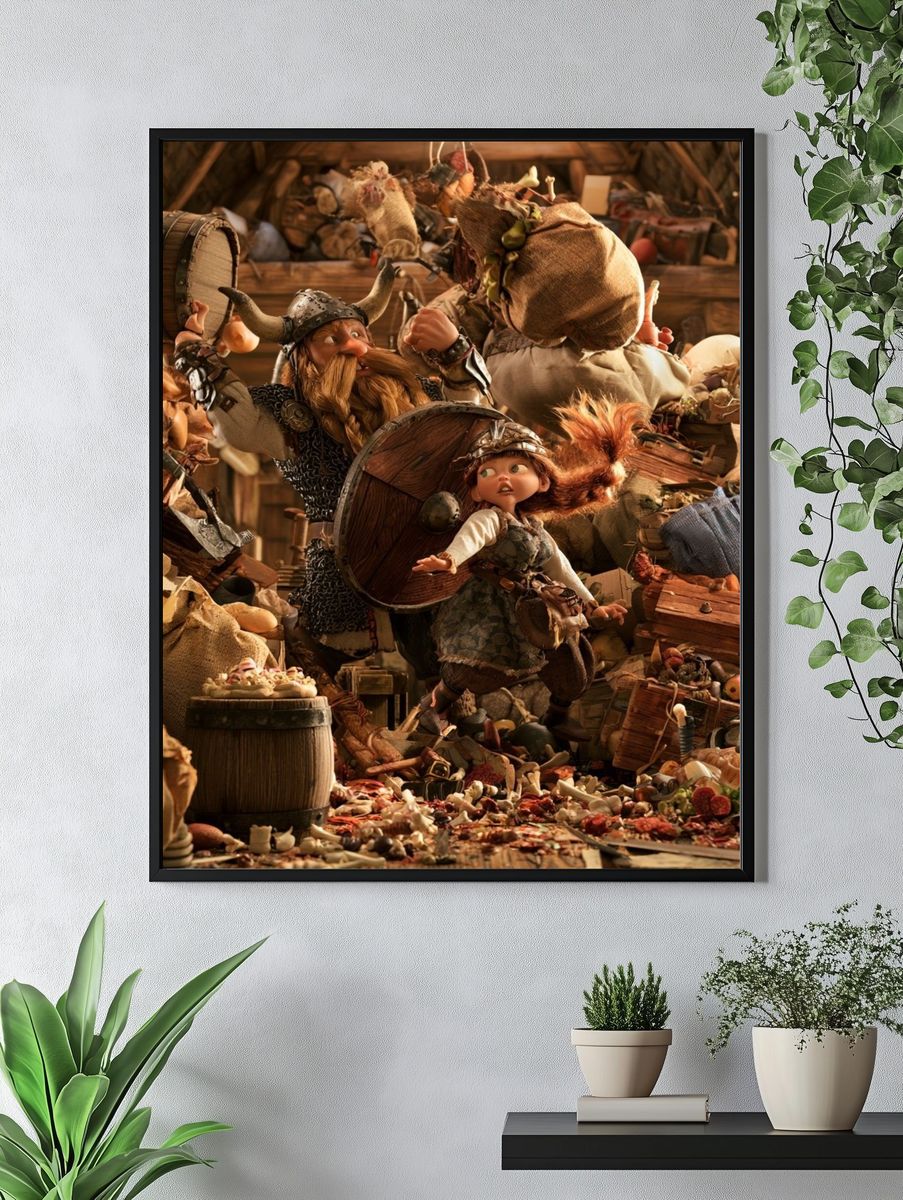 Viking Feast Hall Illustration Poster. — room view 4
