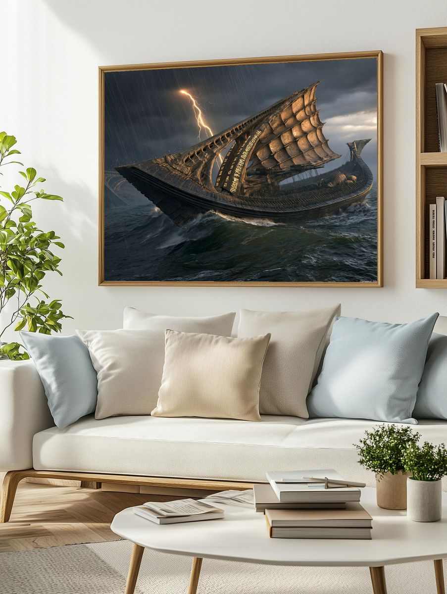 Stormbound Viking Ship Print. — room view 2