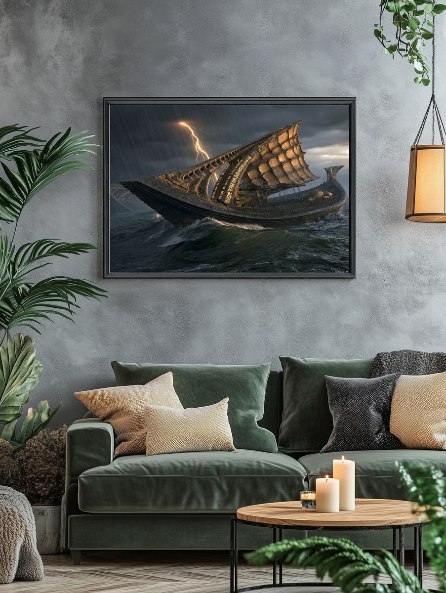 Stormbound Viking Ship Print. — room view 4