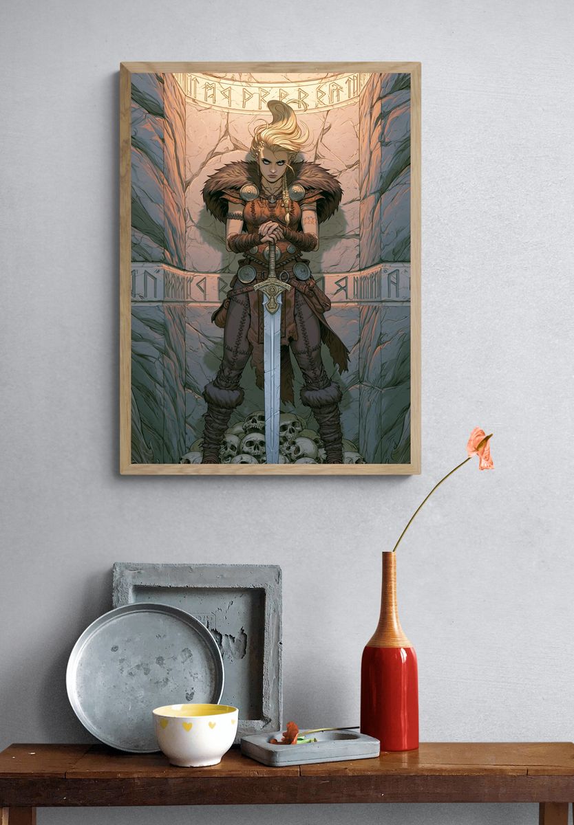 Viking Warrior Fantasy Illustration Poster. — room view 3