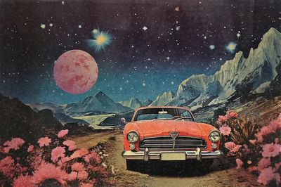 Surreal car space image paper
