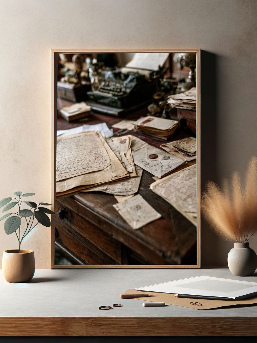 Vintage Letters Still Life Poster. — room view 2
