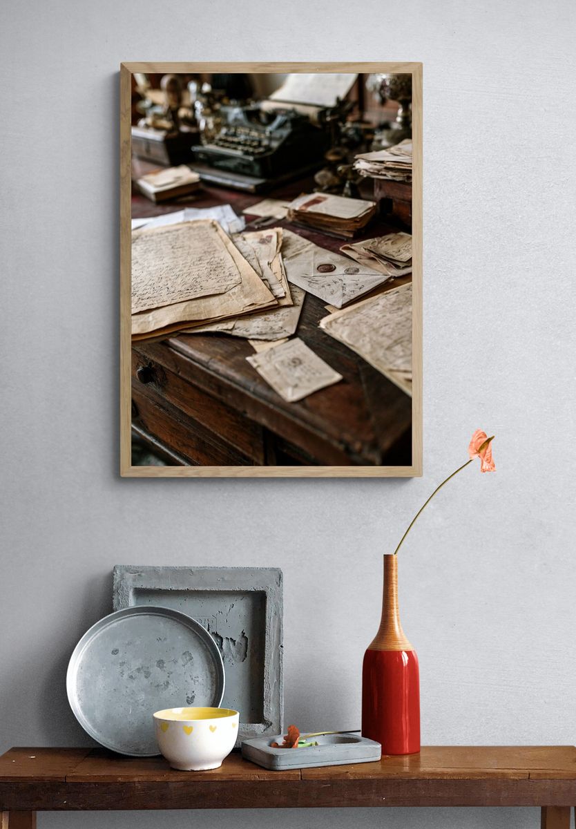 Vintage Letters Still Life Poster. — room view 3