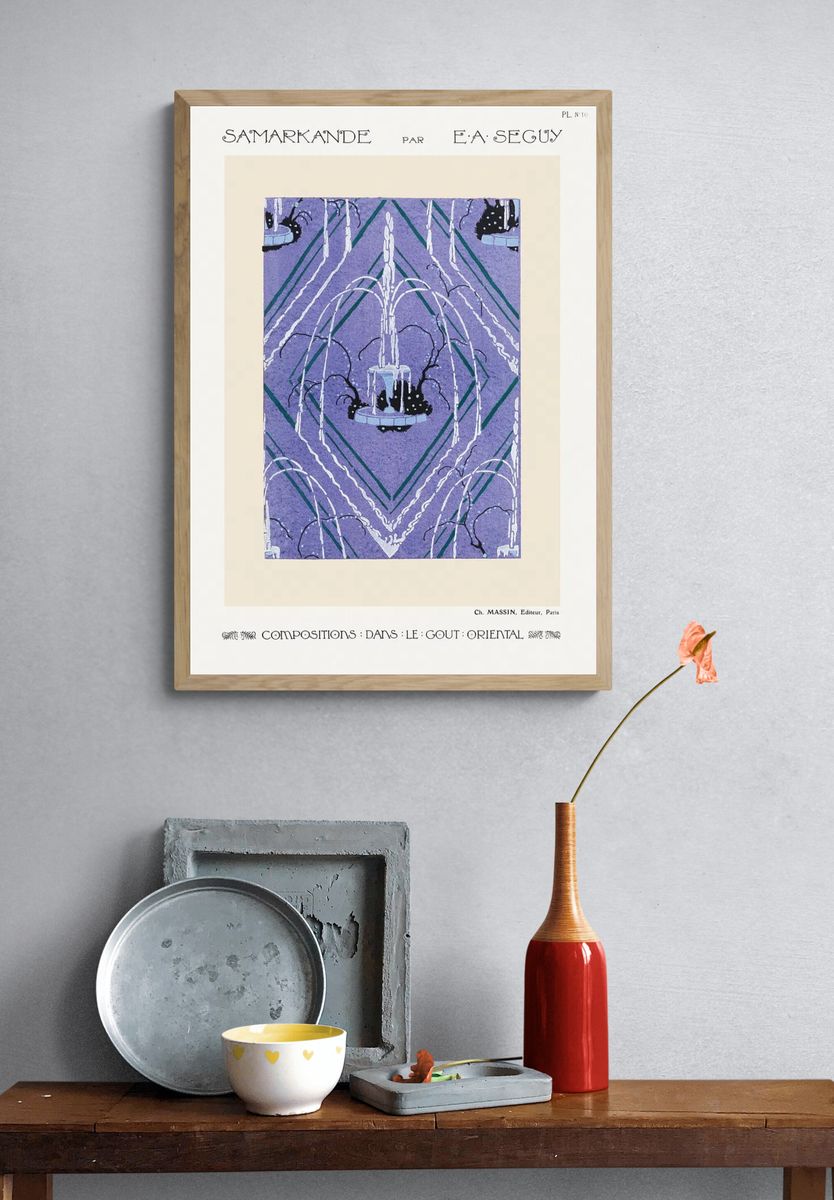 Art Deco fountain pattern pochoir. — room view 3
