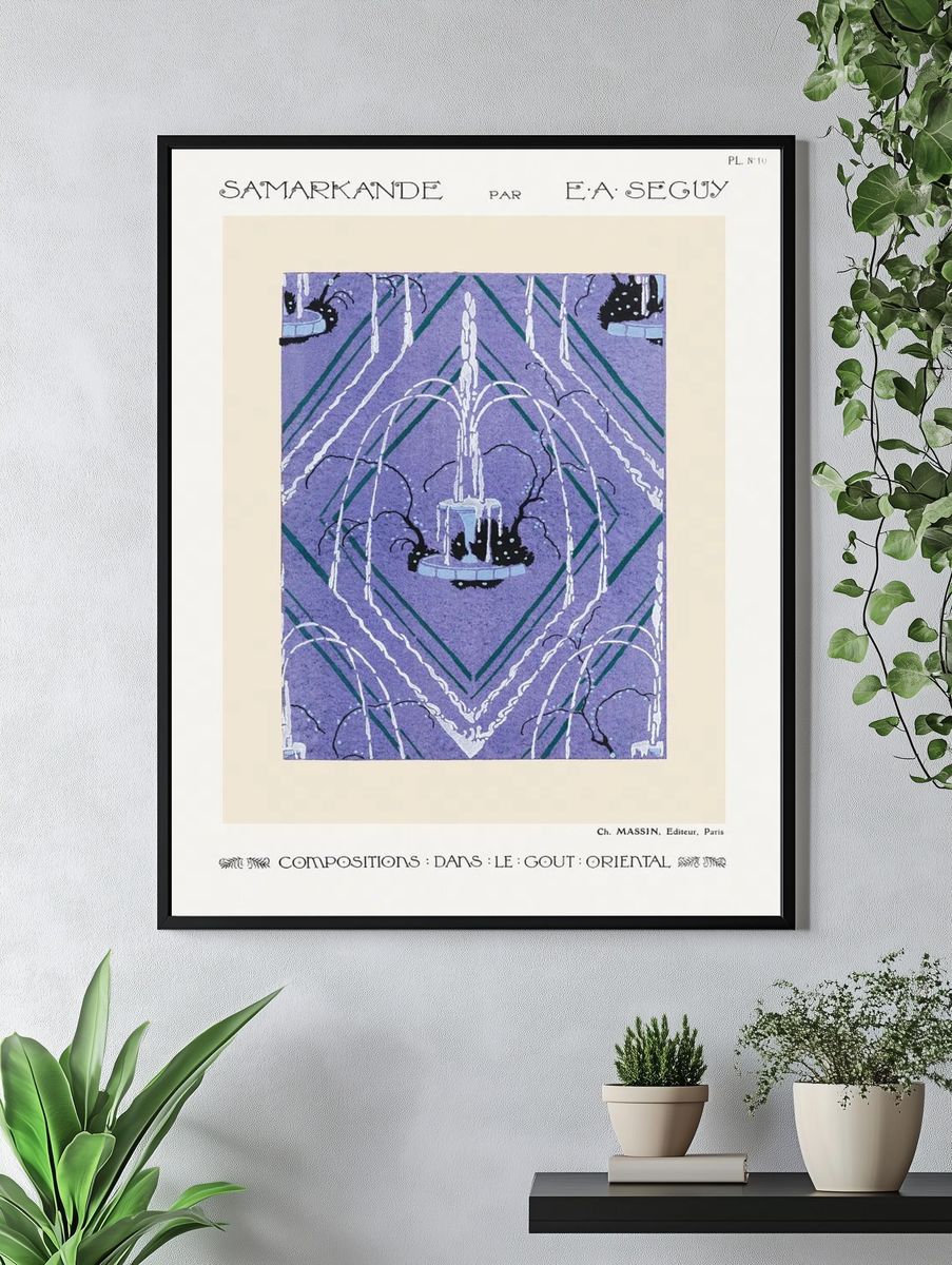 Art Deco fountain pattern pochoir. — room view 4