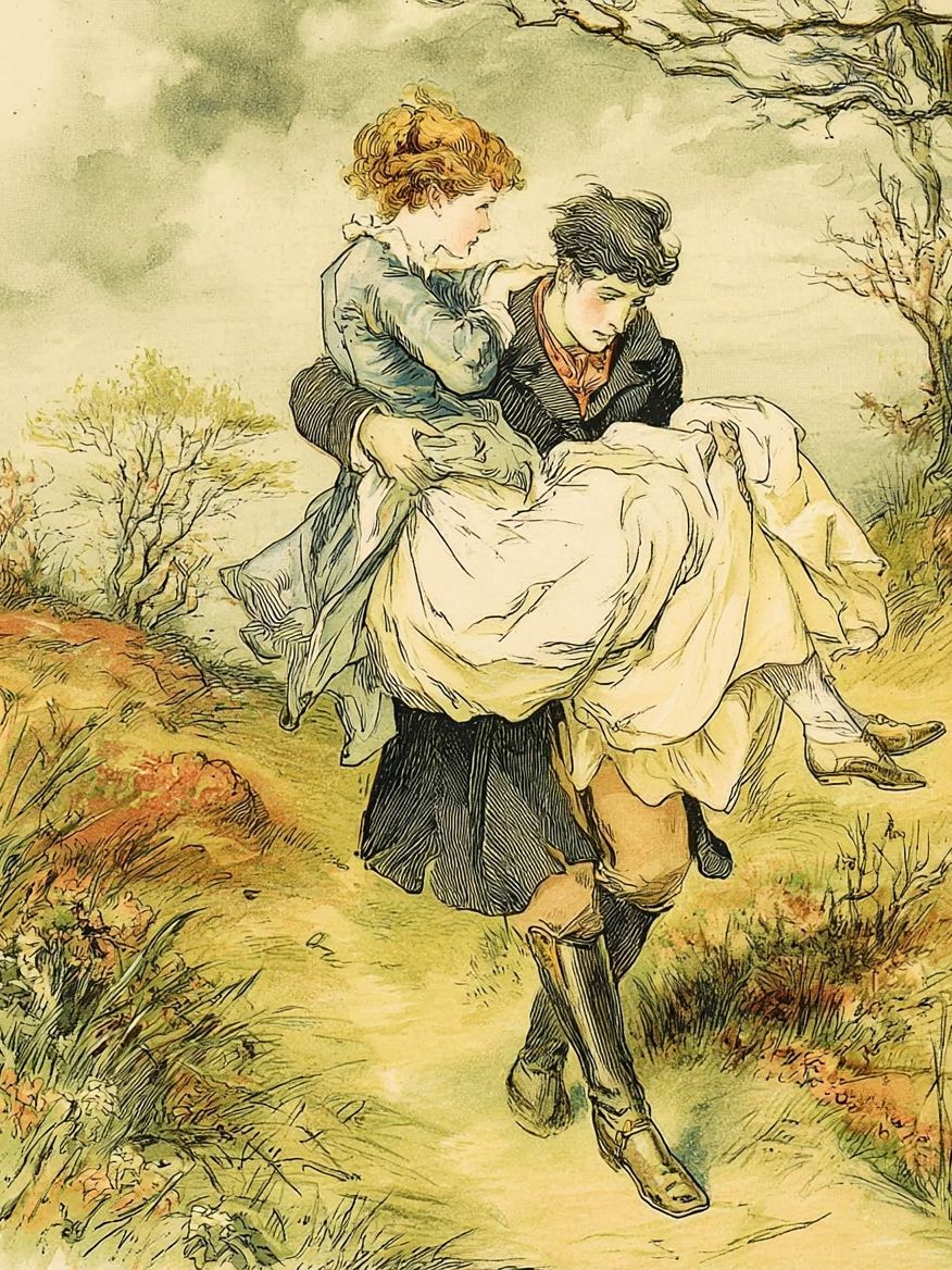 Country Carrying Scene Vintage Print. poster detail