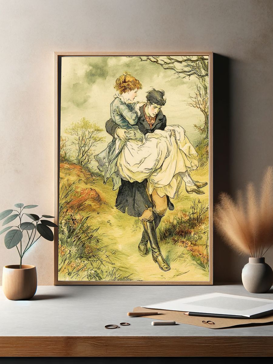 Country Carrying Scene Vintage Print. — room view 2