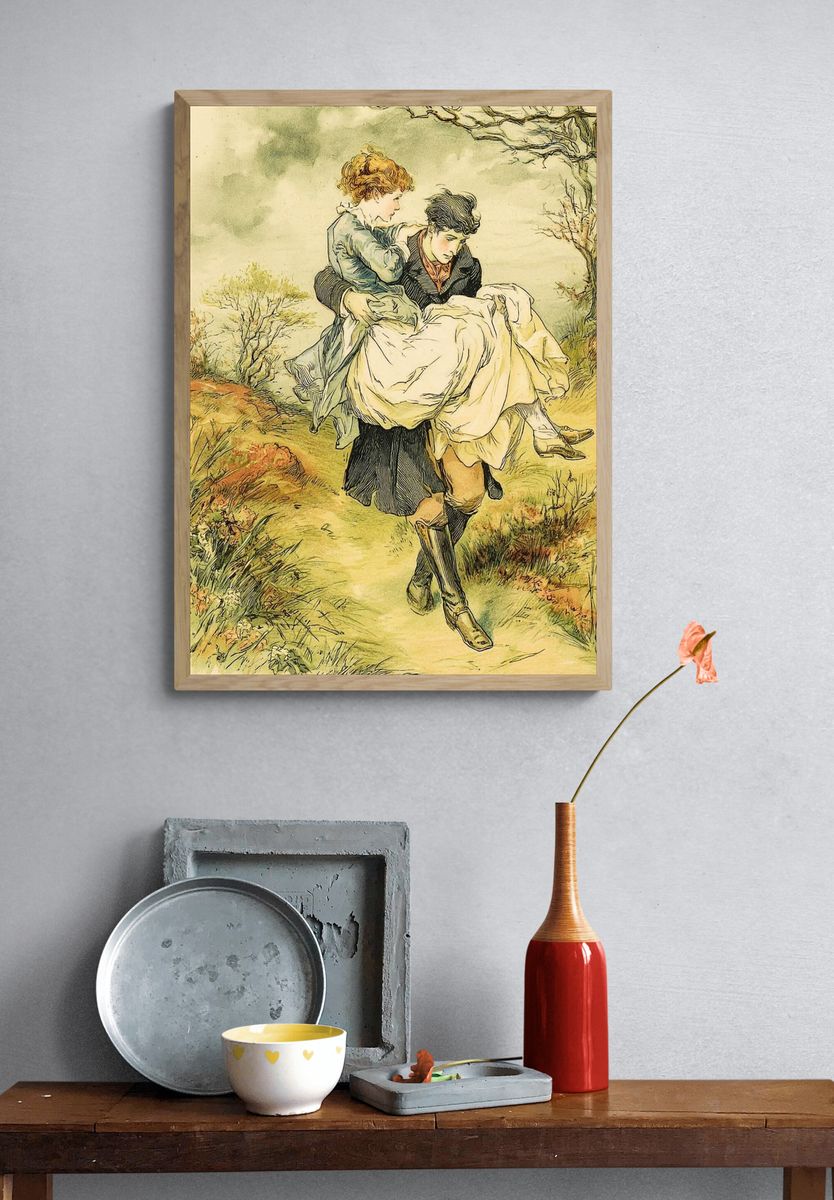 Country Carrying Scene Vintage Print. — room view 3