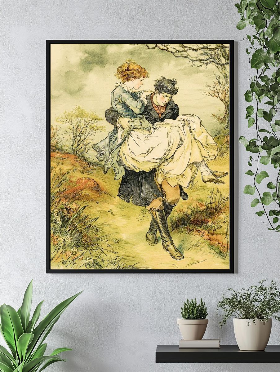 Country Carrying Scene Vintage Print. — room view 4